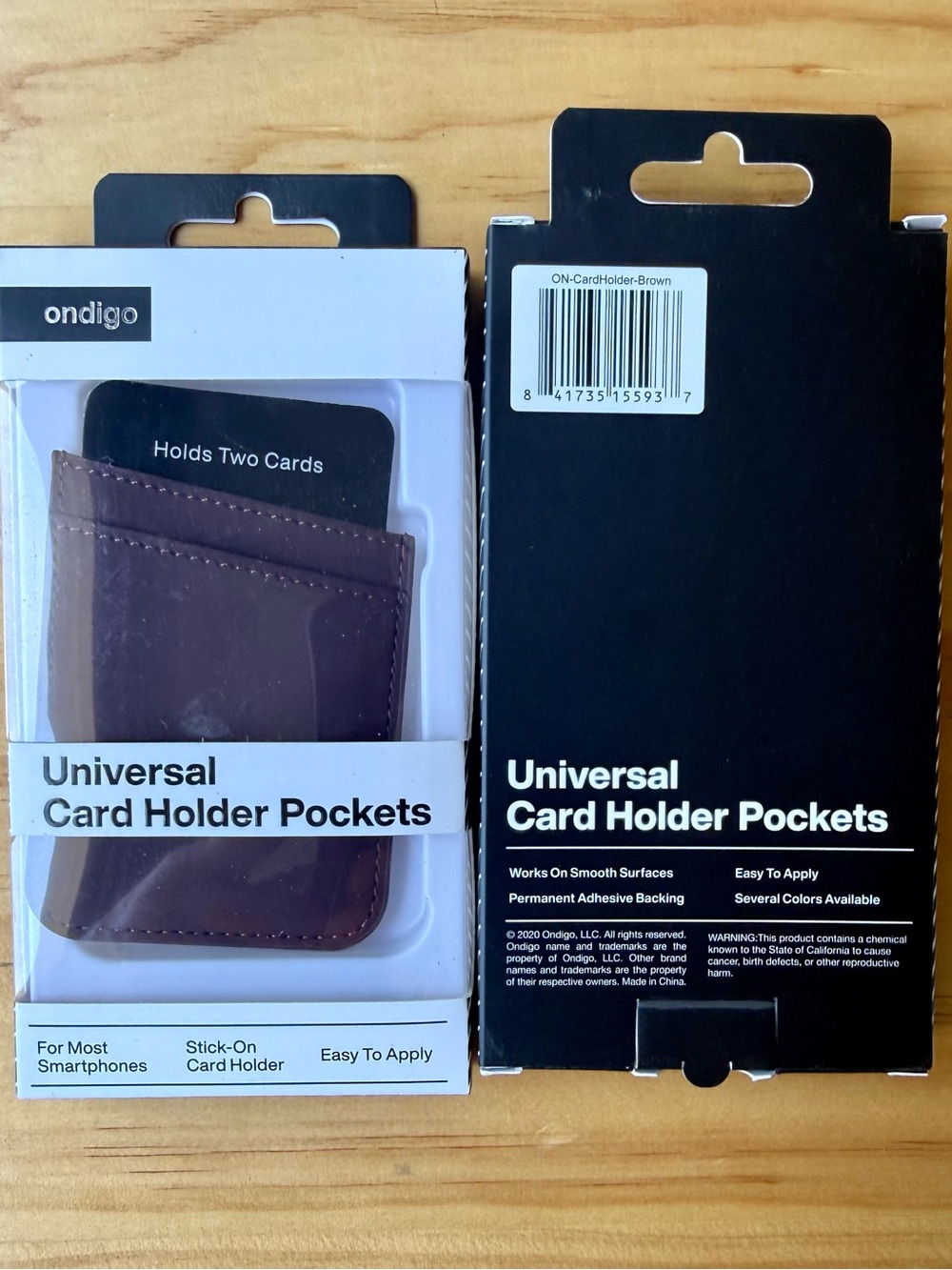 5 Pack Ondigo Universal Cell Phone Card Holder Pockets - Brown